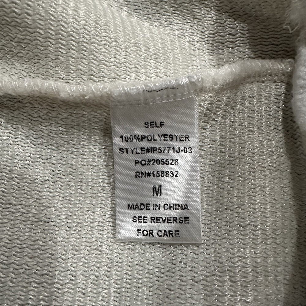 BIBI Merry Christmas Sherpa Fleece Sweater Ivory Fuzzy Pullover Women's M Cozy - Picture 5 of 6